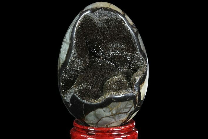 Septarian Dragon Egg Geode - Black Crystals #88525